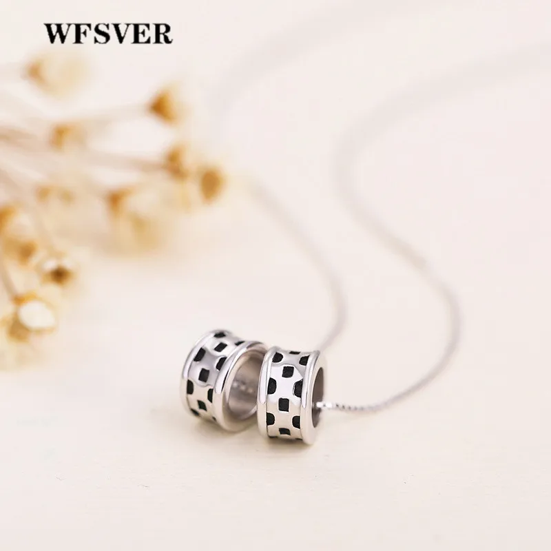 

WFSVER Women 925 Sterling Silver Jewelry Necklace Korea Style Simple Two Round Pendant Necklace Female Fashion Jewelry Present