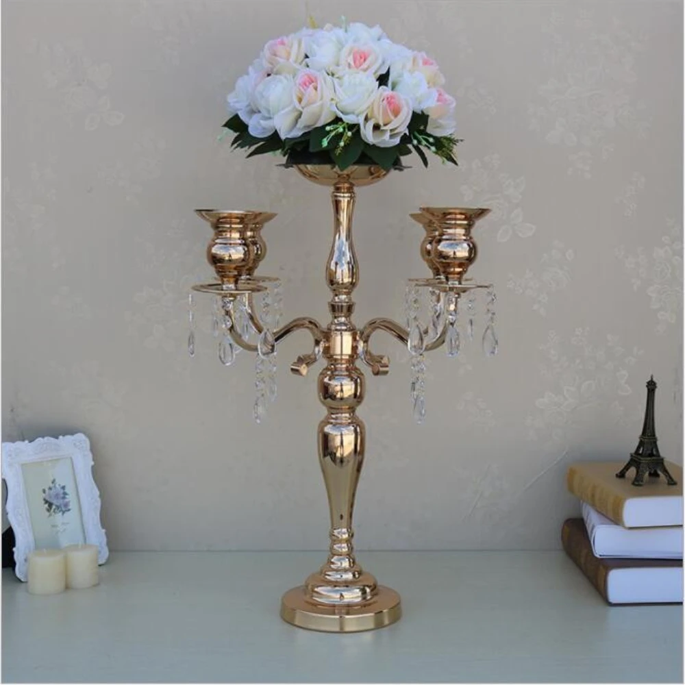 Buy 58 cm height 5 arms metal Gold candelabras with
