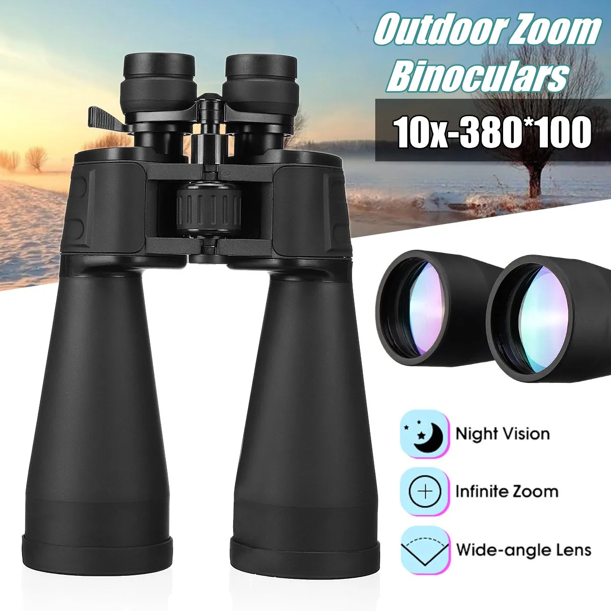 

10-380x100 Zoom Waterproof HD Night Vision Binoculars Hunting Telescope Professional Binoculars For Outdoor Travel Hunting