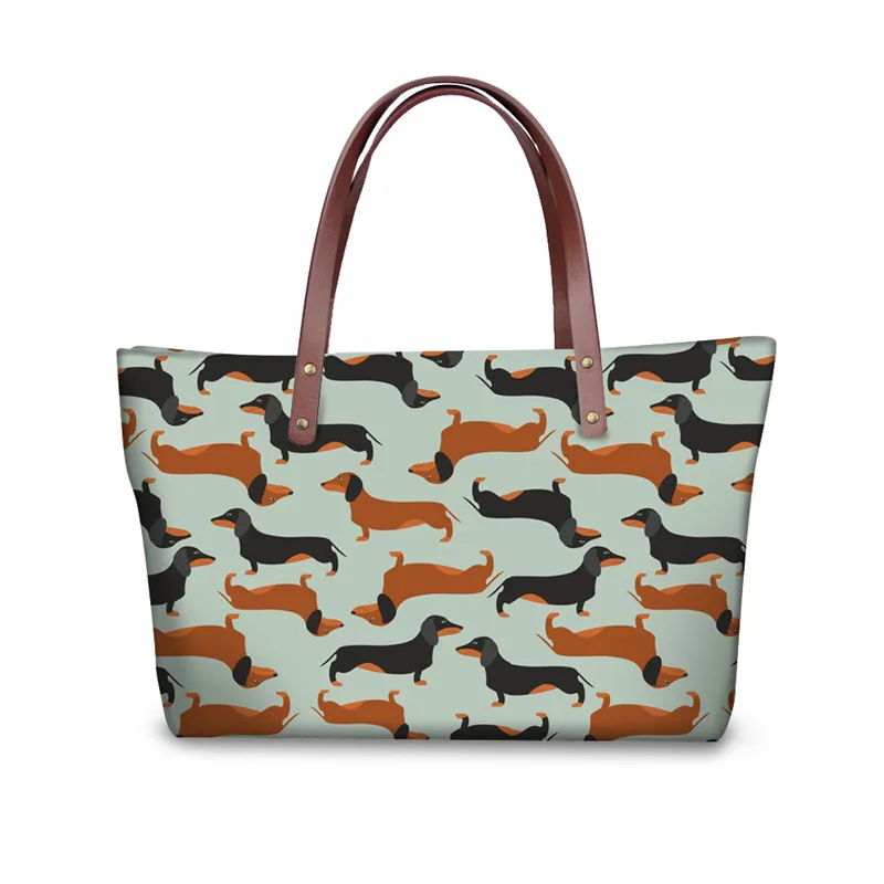 THIKIN Doxie, сумки на плечо с принтом собаки для женщин, роскошный дизайн, сумки для девушек, с узором таксы, Сумка с верхней ручкой, женская сумка - Цвет: ZJZ381AL