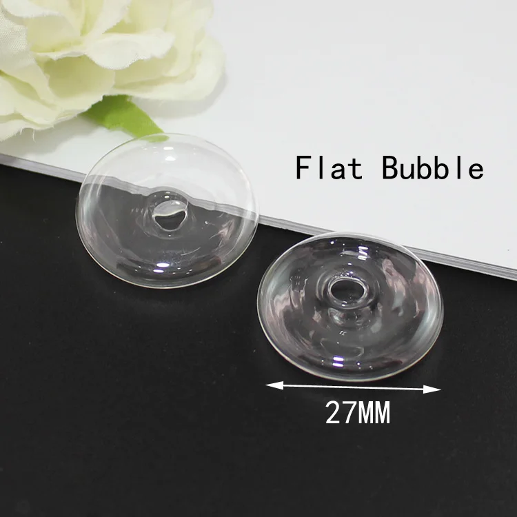 Flat Bubble 27M 2 шт DIY бутылки для жидкости 11 стилей avaialbe стеклянный шар флакон pandent модные кольца аксессуары ювелирные изделия - Окраска металла: Flat Bubble 27M