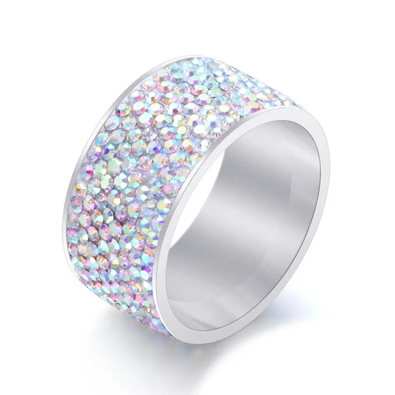 8 рядов стильные панк AAA циркониевые кольца из нержавеющей стали для мужчин и женщин кольца очаровательные ювелирные изделия Свадебные украшения