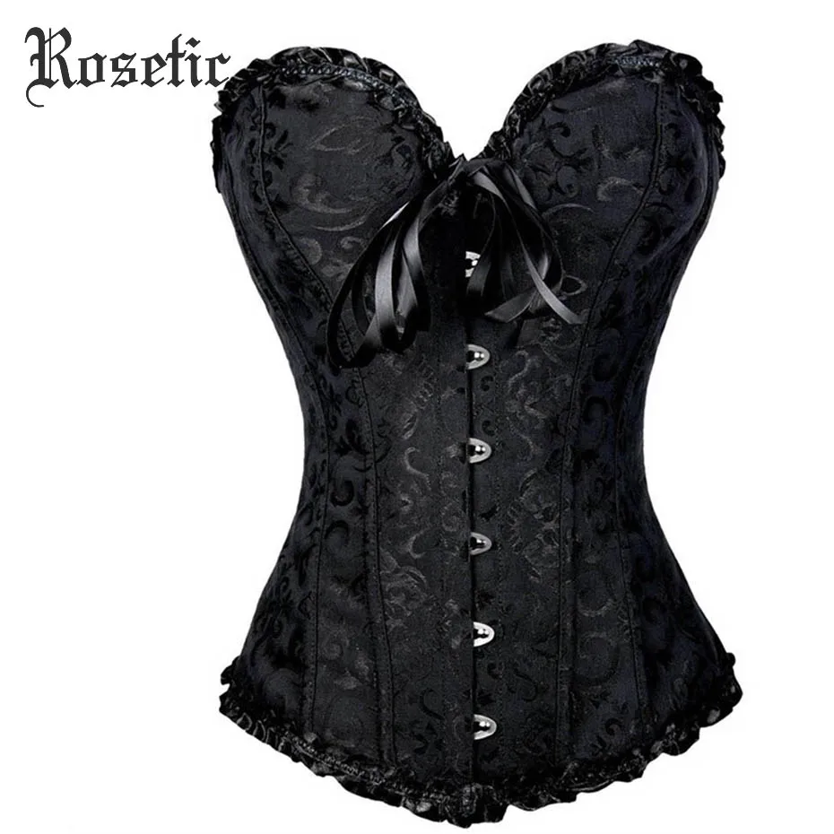  Rosetic Gothic Bustiers Corsets Sexy Bandage Plus Size Bow Overbust Shapewear Corselet Tops Slimmin