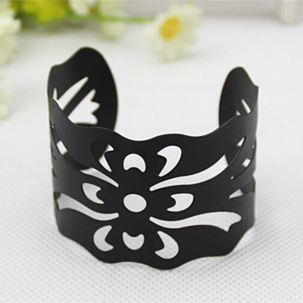 

Bangles For Women Punk Plating Black Simple geometry Irregular Waves Cuff Bracelets Bangles Pulseras Jewelry For Women