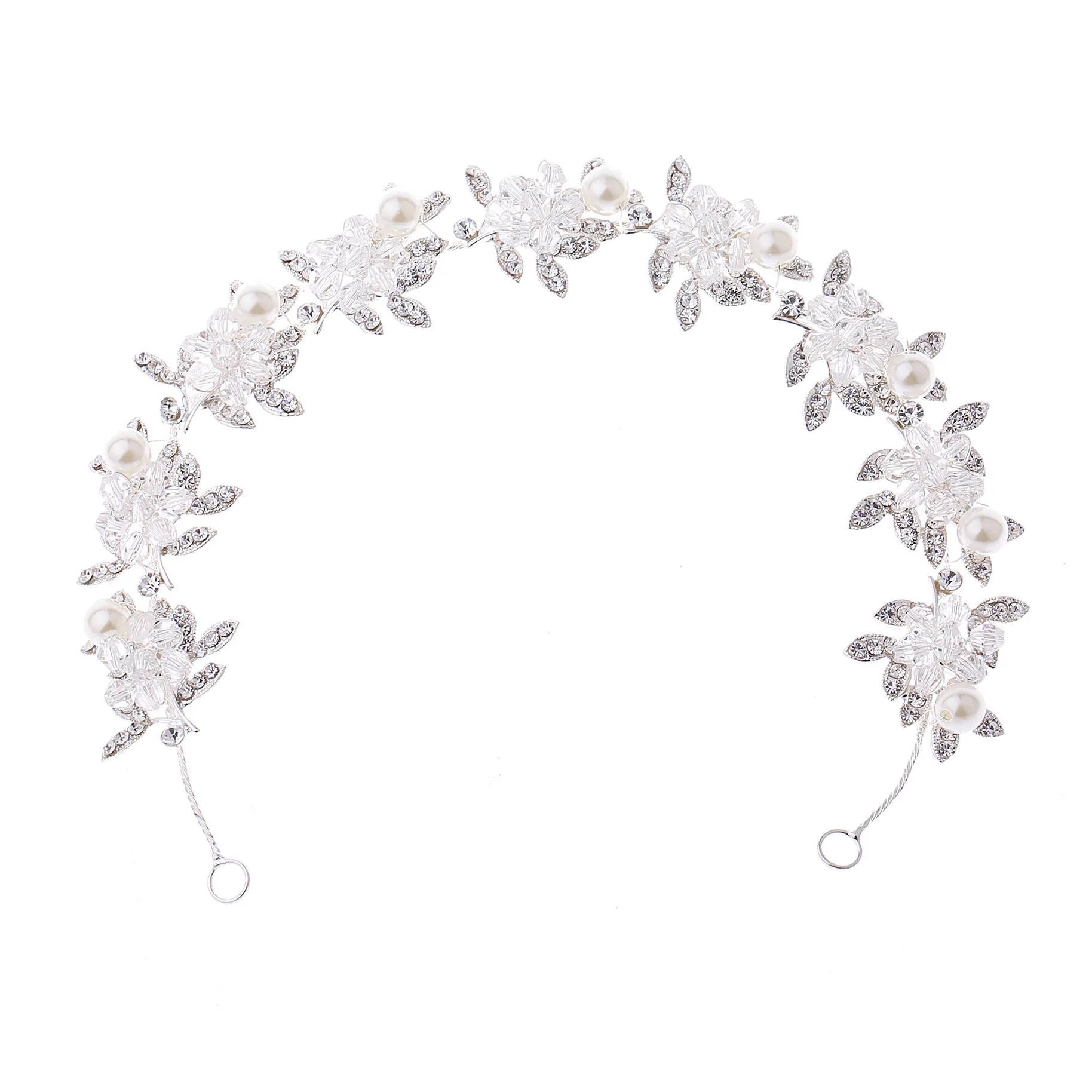 Communion Pearl Headband Crystal Tiara First Communion Floral Hair Vine Bridal Headpiece