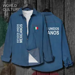 Мексиканские США, Мехико MX MEX, Мужская одежда, осенняя хлопковая джинсовая рубашка с отложным воротником, с длинными рукавами, модная