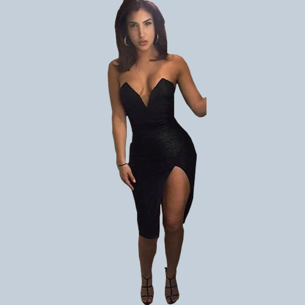 Nuevo 2016 moda sexy nightclub mujeres Vestidos negro profundo v cuello  escote cuero envuelto pecho vestido femenino nq0117|fashion women  dress|women dresswomen fashion dress - AliExpress