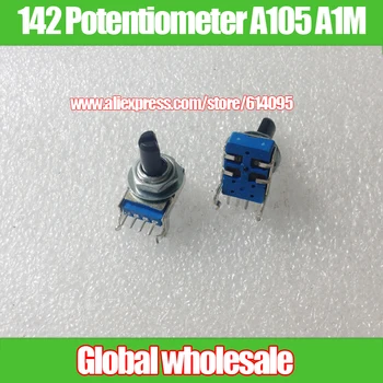 

2pcs 142-type Horizontal Single Rotary Potentiometer A105 A1M / 4 Pins / Shank Length 15MMF