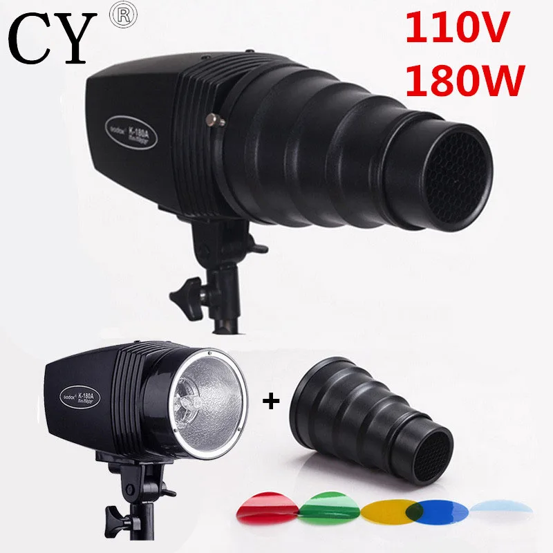 

Godox K-180A Photo Studio Mini Strobe Monolight Lighting Kit 110v Flash Light+Snoot & Honeycomb Flash Lighting Kits PSK180C1