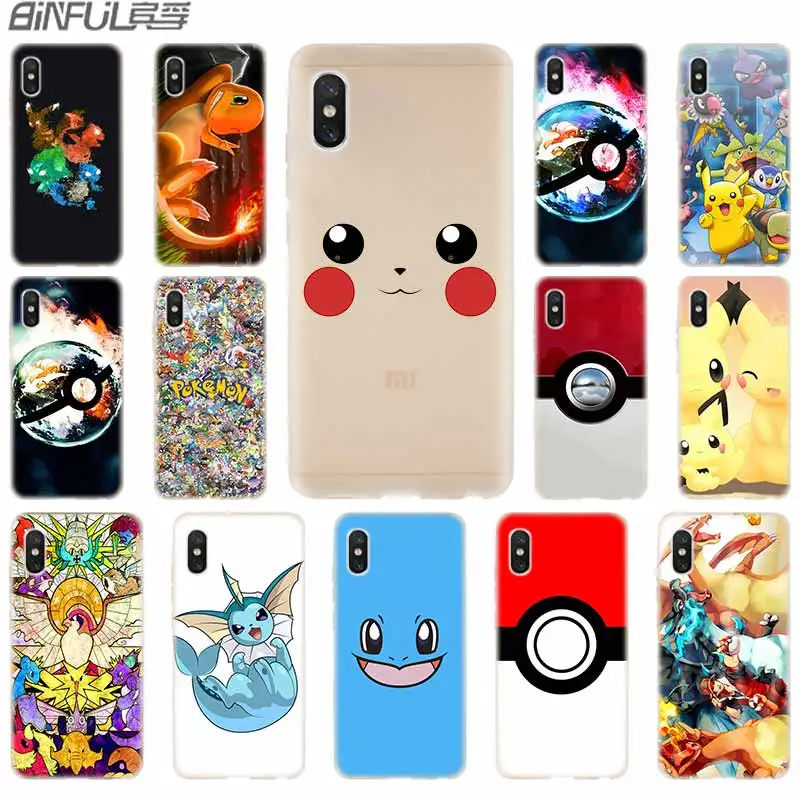 

cover soft Silicone Case For Xiaomi Xiaomi Mi 5X 9 8 A2 Lite 6X F1 Mix 2s Max3 Redmi Note 7 Go Anime Pokes pokemons ball friends