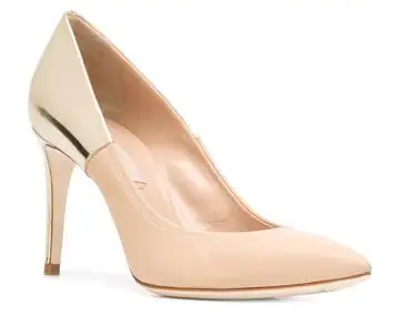 

Women new caramel colour splicing pointed toe high heel pumps Ladies flock shallow thin heel shoes Black work shoes High heels