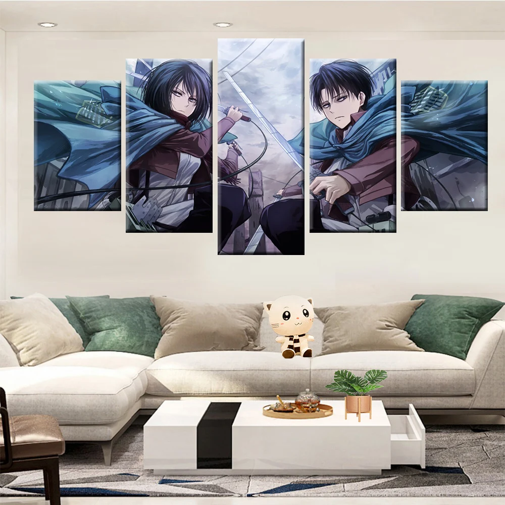 

Five high definition print animation posters attacking giant Mikasa Ackerman picture printmaking wall art frame