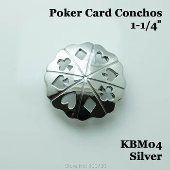 

(KBM04) 10pc 1-1/4'' Western Concho Decor Poker Card Concho Screwback Silver