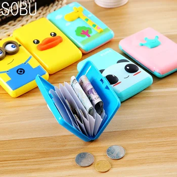 

Cute 3D Stereo Cartoon 6 Slots Card Holder Wallet Women Lovely Card Organizer Wallet Credit card Holder Case Box coin bag H109