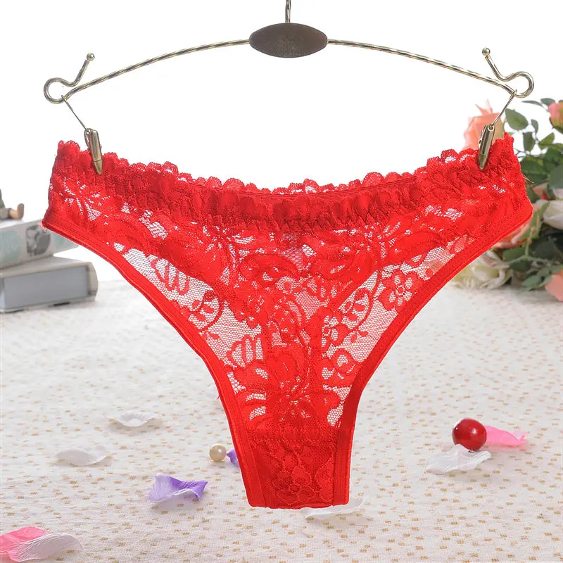 Sexy Women G-string Thongs Lace Floral Sheer Low Waist Underwear Soft Lingerie Cotton Crotch Briefs Seamless Panties Party  39 (12)