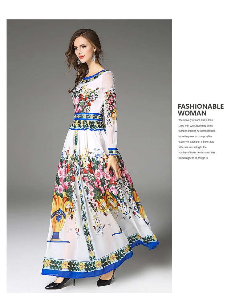 Zarachiel Pre-весеннее дизайнерское женское элегантное платье в пол с цветочным принтом, длинное плиссированное платье, женское шифоновое платье Макси