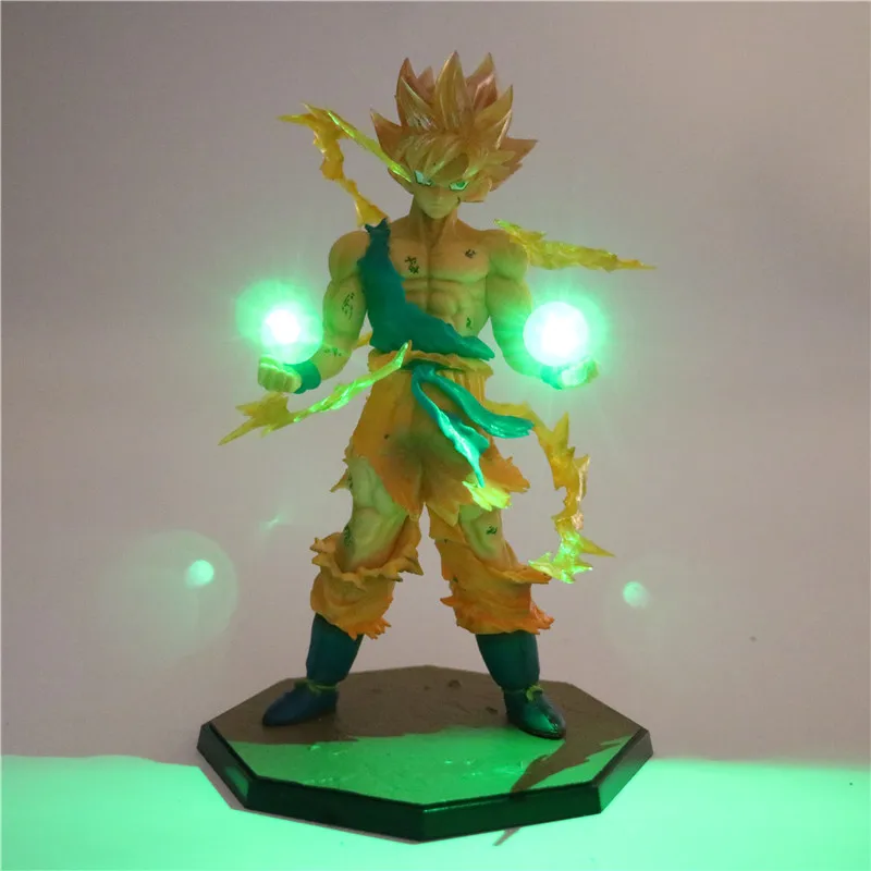 Аниме Dragon Ball Z Son Goku светодиодный светильник Супер Saiyan ПВХ фигурка Коллекционная модель игрушка ночной Светильник для детей подарок Декор лампа - Испускаемый цвет: Зеленый