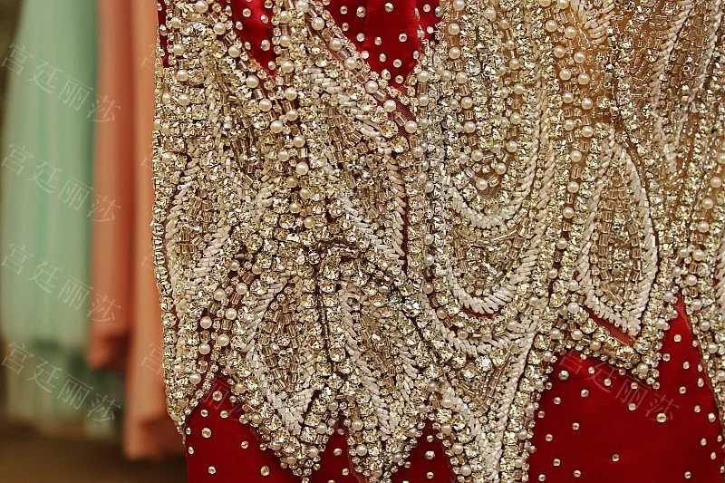Настоящий образец русалка атлас Жемчуг Бисероплетение сексуальное официальное длинное вечернее платье вечерние платья под заказ JU10