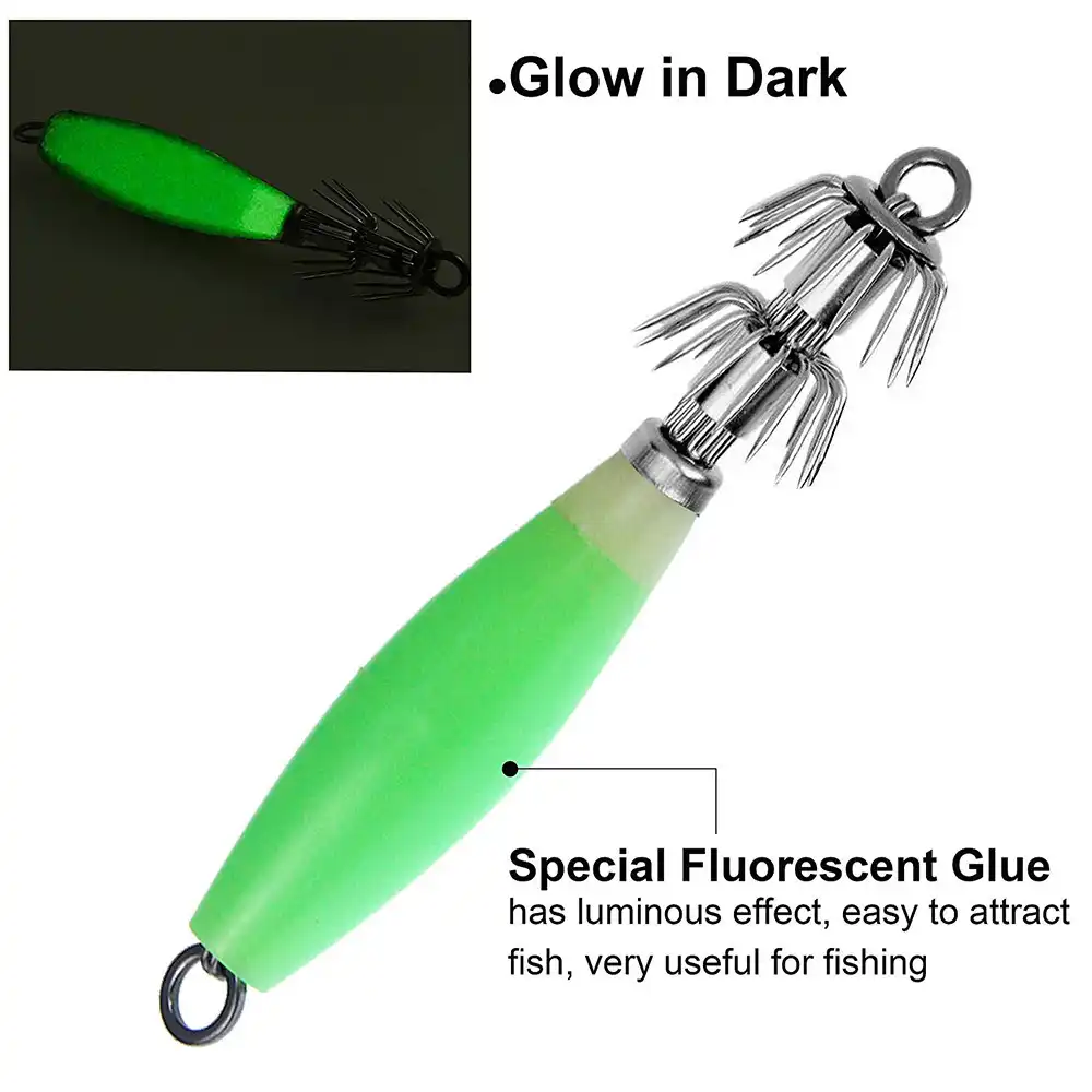 6pcs Fluorescent Saltwater Fishing Lures Squid Jig Hook Octopus Cuttlefish