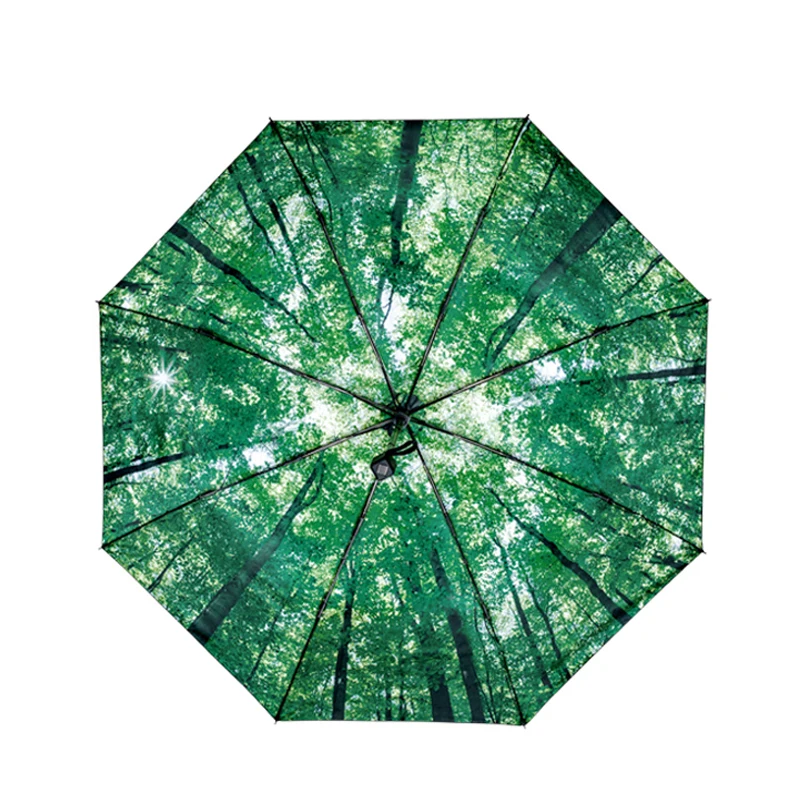 

Women's Folding Forest Umbrella For Fashion Portable Ladies Grove Anti-UV Sun Parasol Green Mini Pencil Pocket Rain Umbrellas