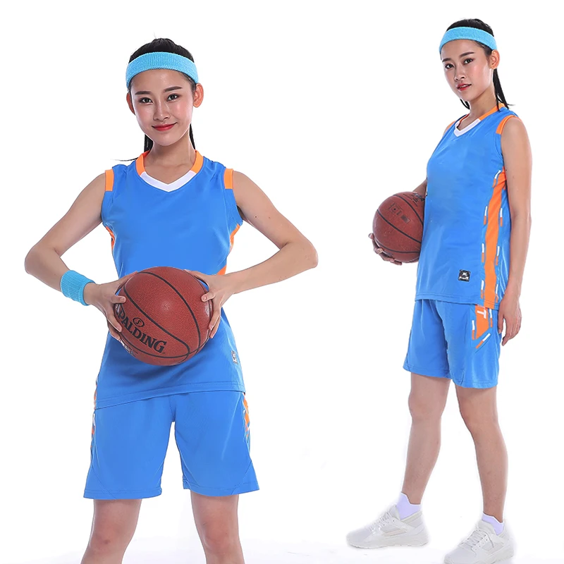 Женская Спортивная одежда для студентов колледжа с логотипом на заказ, баскетбольная одежда, шорты, 2 шт., тренировочная форма для соревнований - Цвет: lake blue