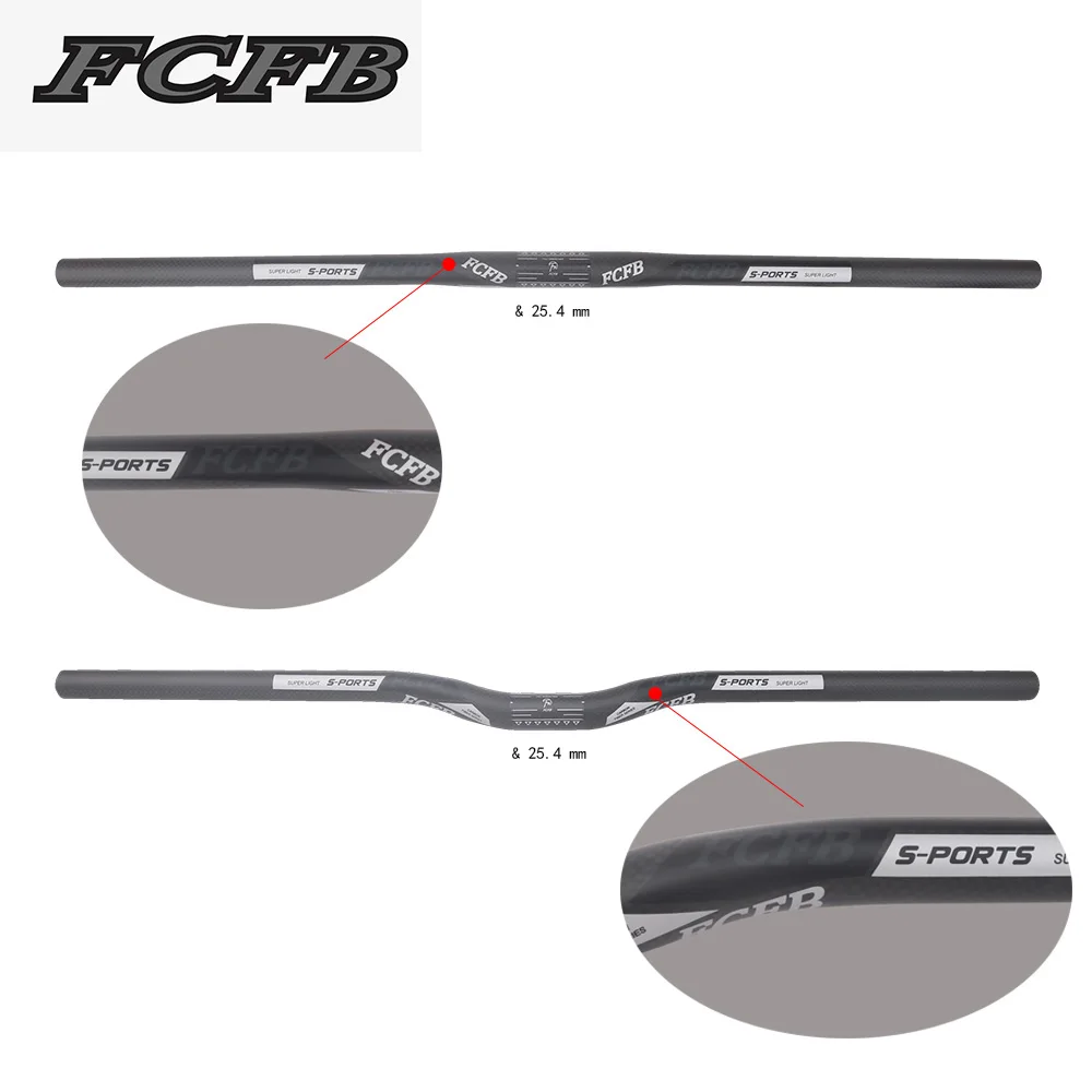 FCFB Full Carbon Fiber 25.4 Bicycle Handlebar MTB Carbon Handlebar