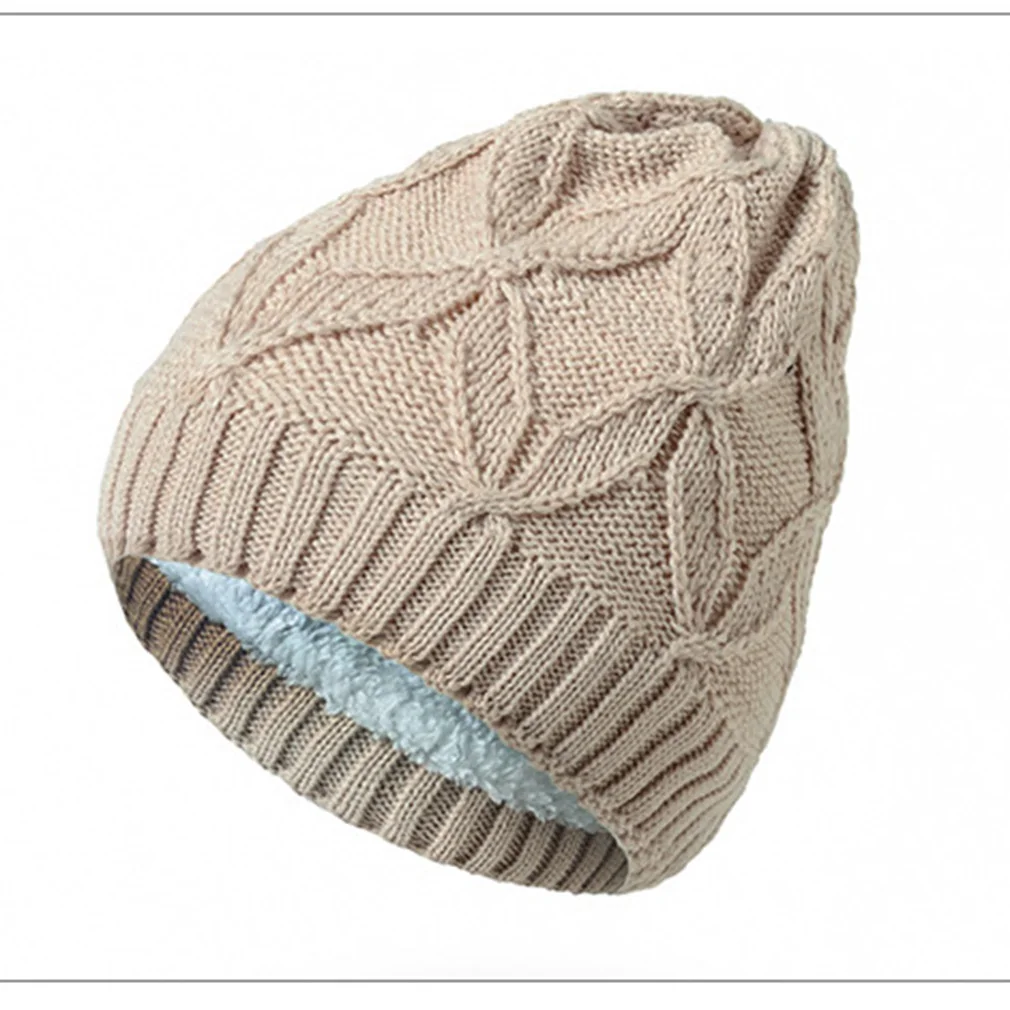 Winter Windproof Warm Hiking Caps Knitted Plus Velvet Cap Beanie Hat