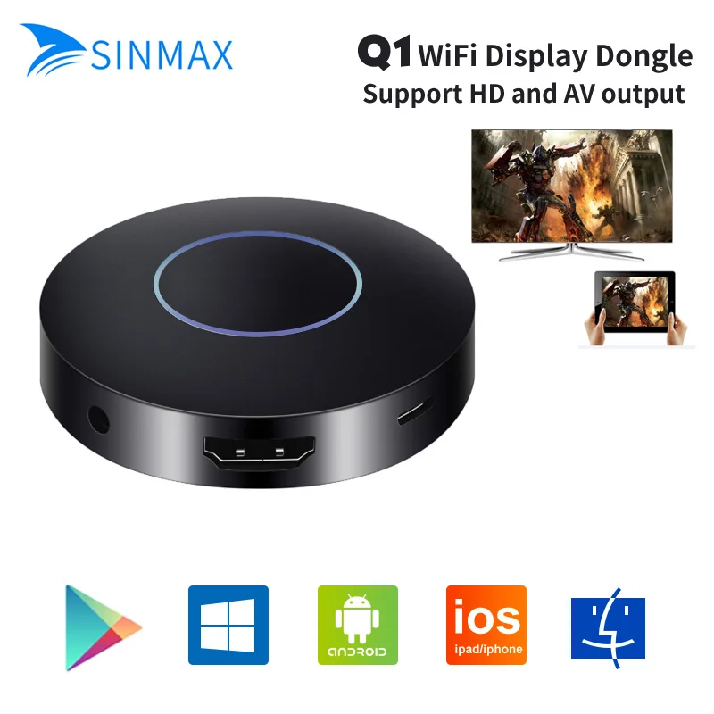 

HD+AV Output Q1 Mirroring Dongle Wifi Display Receiver HDMI Android TV Stick interface VS dab stick