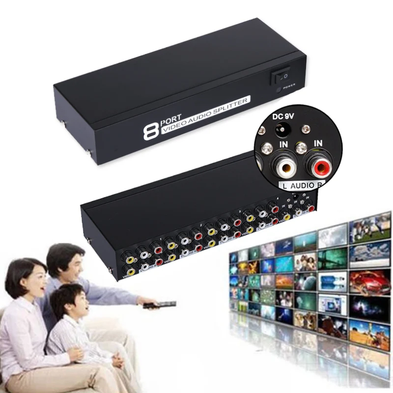 

2019 Hot 8 Ports RCA Video Audio AV Switch Switcher Selector 1 In 8 Out TV Splitter Box For DOY