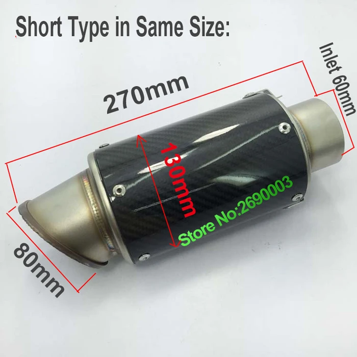 Universal Inlet ID 51/60mm escape de la motocicleta para gran boca oblicua coche deportivo silenciador escape amortiguador con GP etiqueta