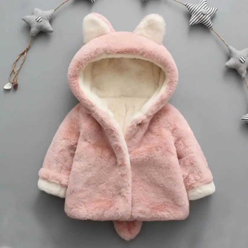 

Cartoon rabbit Baby Infant sweater Girls Boys Autumn Winter Hooded Coat Cloak Jacket Thick Warm Fluffy Clothes winter 2018