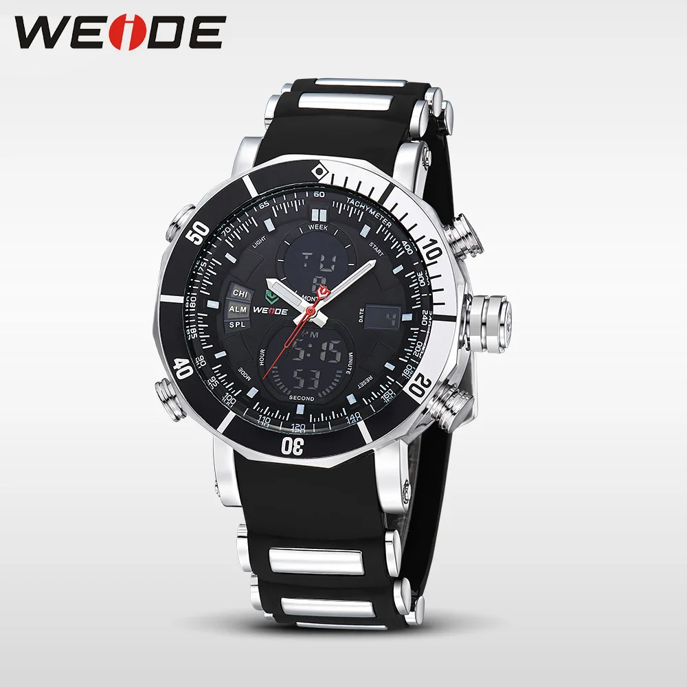 

WEIDE Men Sports Military Watch Quartz Analog Digital Dual Time Waterproof Clock Hours Sport Wristwatch erkek kol saati relogio