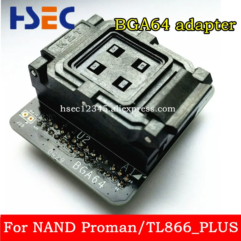 

Free shipping Top Quality 100% original nor BGA64 adapter for nor nand proman tl866_plus proman SOCKET 1.0mm ADAPTER 11*13mm