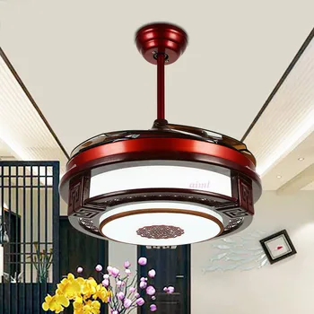 

Ceiling Fans lamp LED 42 inch 108cm Frequency conversion motor wood Traditional ceiling fan light dimmer Remote control