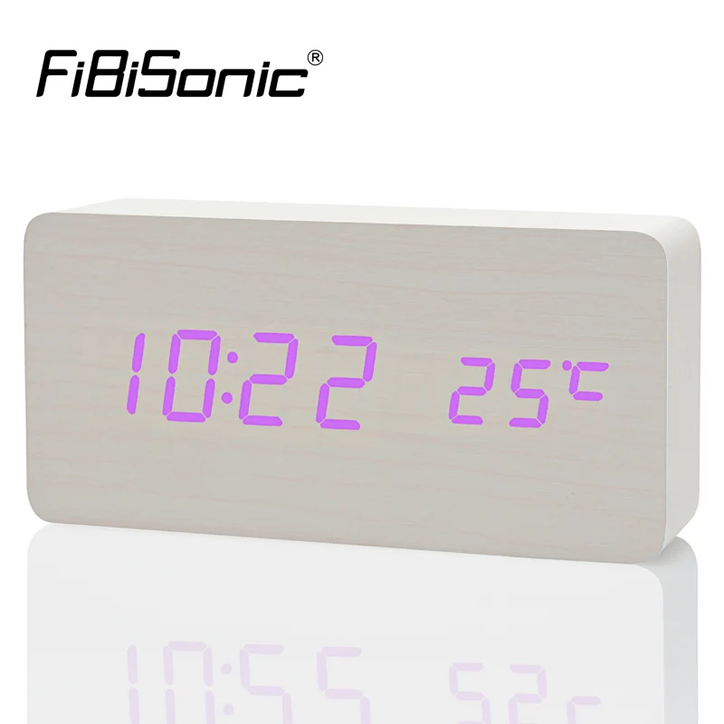 

FiBiSnoic LED Alarm Clocks With Temperature Voice activated Luminova Display Digital Table Clock