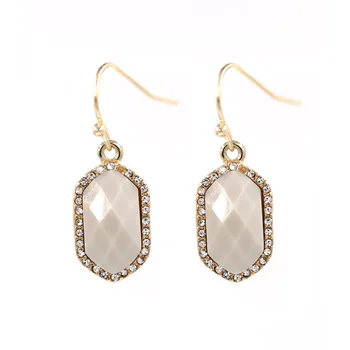 

Fashion Faceted Resin Stone Full Paved Clear Crystal Geometric Drop Earrings