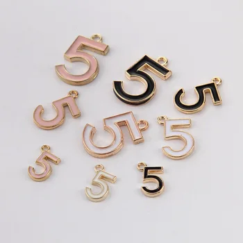 

10pcs/lot Wholesale Hot High Quality Alloy Golden Black Digital Charm Number 5 Charms Pendant For Necklac Jewelry Accessories