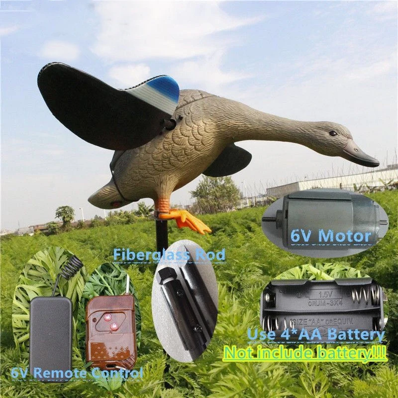 

PDDHKK Plastic Electric Mallard Duck Decoy Outdoor Hunting 6V battery power With Remote Control 50-100m Hunting Accessories