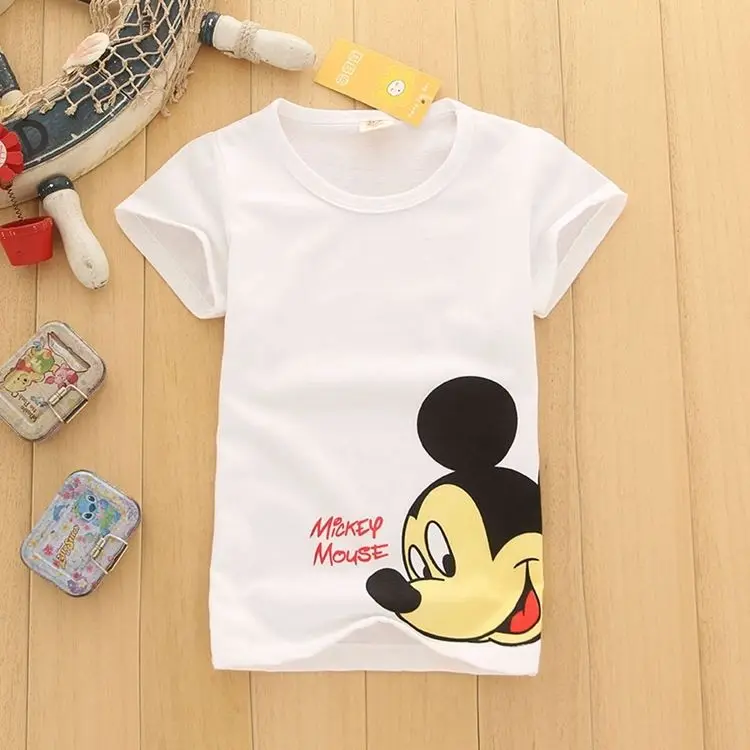 Г. летняя рубашка белая хлопковая футболка с короткими рукавами для маленьких мальчиков детские топы с рисунком мышки для маленьких мальчиков, футболки От 1 до 8 лет - Цвет: Mickey