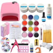 Маникюрный набор 36 Вт УФ-лампа для ногтей УФ-гель лак для ногтей инструменты для маникюра Набор для наращивания ногтей набор кистей Комплект гель-лака полигель комплект