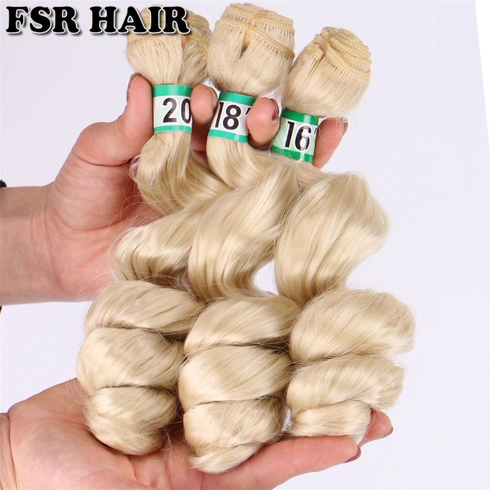 Extensões de Cabelo Polegada Pçs – Lote Onda Solta Cabelo Tecelagem 613 Trama Dupla Sintético Fsr 16 18 20