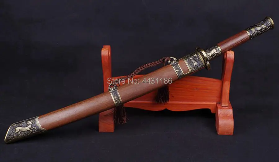 Chinese KungFu broadsword Qing Dynasty Kangxi Saber Kylin Battle Dao Sword Damascus Folded Steel Blade Sharp knives