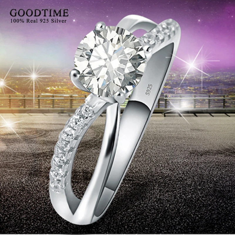 100% 925 Sterling Silver Jewelry Pure 925 Silver Rings Filling Zirconia Wedding Rings For Women Anniversary Couple Gift GTR042