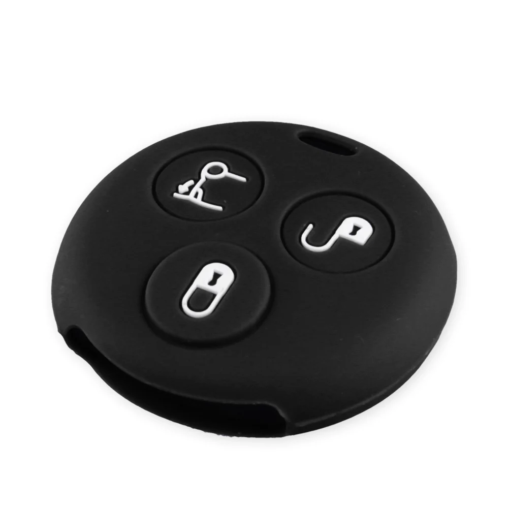 KEYYOU, 3 кнопки, силиконовый чехол для автомобильных ключей, брелок, чехол для Mercedes Benz Smart City Roadster Fortwo, чехол для ключей, автомобильный стиль - Название цвета: BLACK