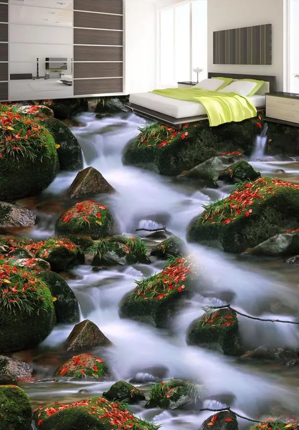 

3D stereocopic floor wallpaper pebbles landscape 3d flooring waterproof self-adhesive kidchen wallpaper