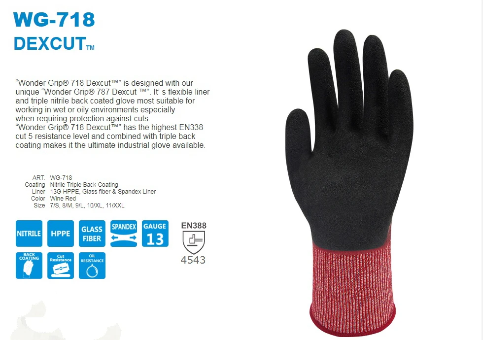 Wonder Grip Gloves EN388 Flexible Work Oil-Proof Nitrile Nylon Gloves  S/M/L/XL - AliExpress