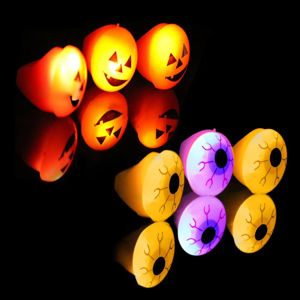 

Behogar 3PCS Eyeball 3PCS Pumpkin LED Light Up Flashing Finger Rings Toy for Children Kids Halloween Theme Party Bar Props