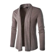 2017 New style fashion brand mens casual long sleeved Sweater solid personality turn-down collar cardigan Lengthen sweater M-XXL
