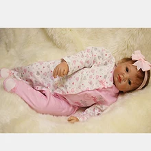 Blue Eyes Reborn Baby Girl Soft Silicone 22 Inch Princess Newborn Babies Doll Toy With Magnetic Mouth Kids Birthday Xmas Gift