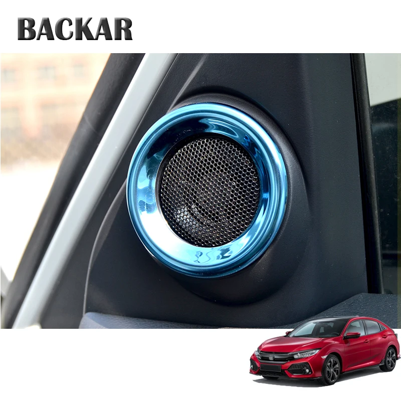 

BACKAR Auto Car Styling For Honda Civic 10th 2016 2017 Stainless Steel Audio Ring Frame Covers Inrerior Stickers Accessories